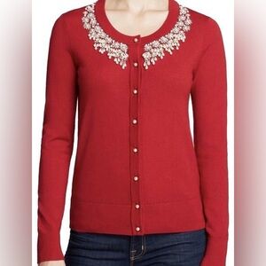 Kate Spade Red Cardigan with Embellishments